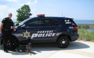 Officer Wendell Hite with K-9 Bolo Portage PD