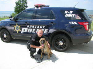 Officer Wendell Hite with K-9 Bolo Portage PD