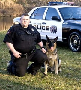 Ptl. Wade with K-9 Jeb from the Elkhart City Indiana Police Department